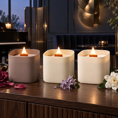 Mistoriah 3Pcs Luxury Wood Wick Candle Set